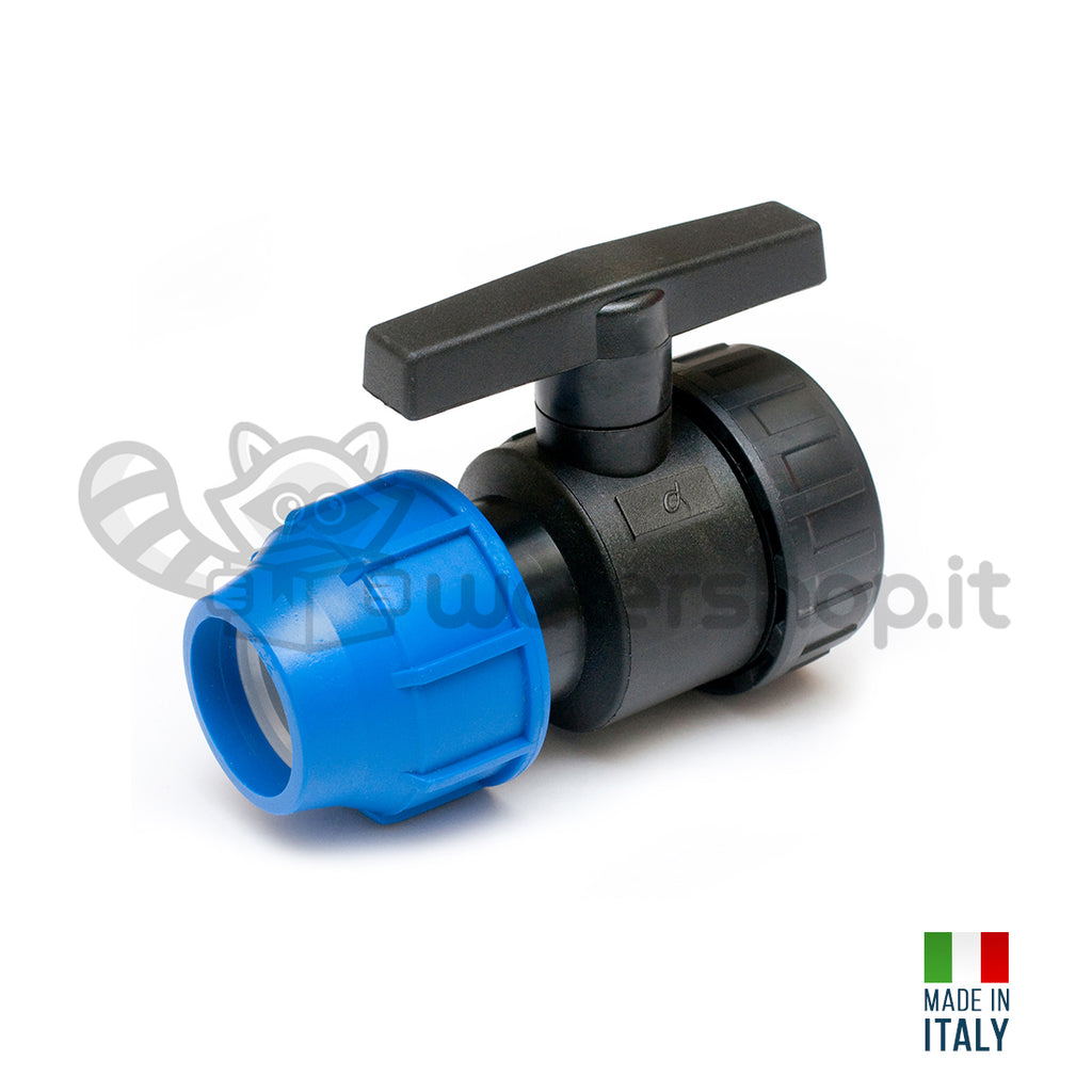 HATOOLHA Valvola A Sfera In Plastica Per Tubo 25 Mm | Raccordo A Compressione HDPE, Rubinetto Per Irrigazione E Giardino, Corpo Blu E Nero